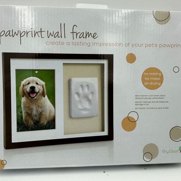 NIB!! Tiny Ideas Paw Print Wall Frame Kit, Dog or Cat Clay Pawprint Keepsake Kit - Picture 5 of 6